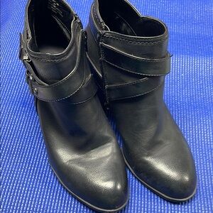 Hot Tomato Black Ankle Boots with Decorative Straps